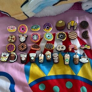Colorful Coffee and Pastry Shoe Charms